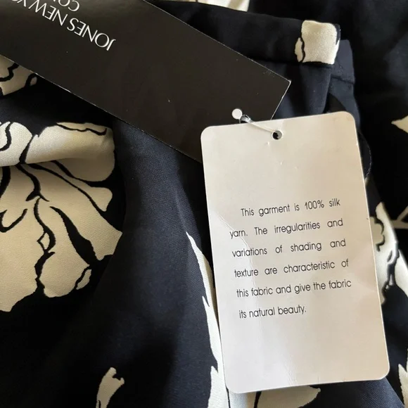 SILK Jones New York Black and Cream Floral Dress - Picture 7 of 10